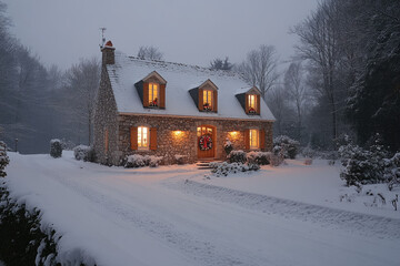 A Snowy Christmas Eve with Santa at a Cozy Contemporary House