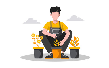 Backyard Gardening Flat Outdoor Activities illustration