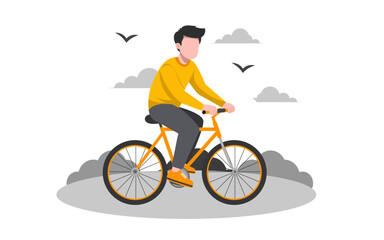 City Cycling Flat Outdoor Activities illustration