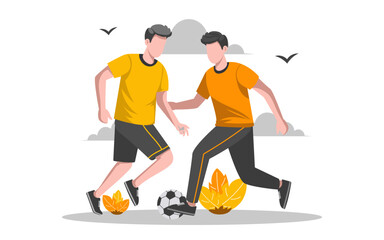 Playing Football Flat Outdoor Activities illustration