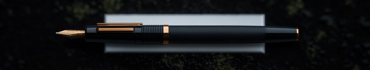 Elegant black fountain pen with a copper nib.