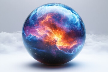 Vibrant Interstellar Nebula Enclosed in a Shimmering Sphere