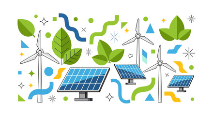 Renewable Energy Sources Wind Turbines Solar Panels.