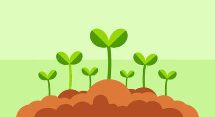 Seedlings Growing in Soil Illustration.