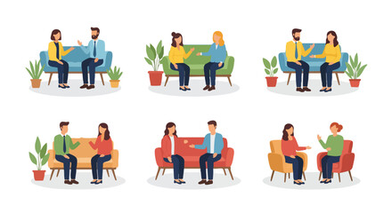 Fototapeta premium Diverse Couples and Individuals Consulting and Discussing Ideas in a Professional and Casual Setting, Business Meeting Concept.