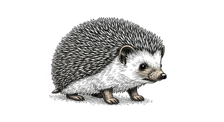 Illustration of a small hedgehog on white background. © Adol