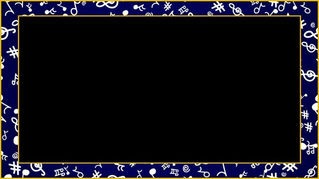 Cute **Musical Notes Pattern Frame** with **Alpha Channel** Flowing Animation Loop 4K