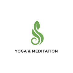 Obraz premium Serene Yoga and Meditation Scene with Green Logo and Simple Typography