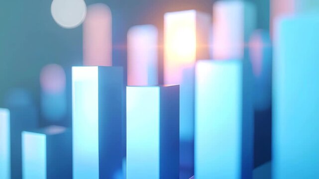 Growth Metrics Visualization: An abstract illustration of rising financial metrics visualized through ascending pillars, symbolizing the progression and positive trajectory of business performance.