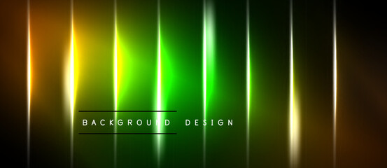 Abstract vertical lines, vibrant colors, dark background. Modern design element, glowing effect, text overlay present. © antishock