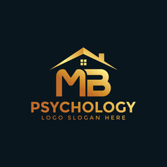 Professional psychology logo template with house and MB initials