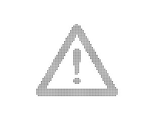 Warning sign icon made of dots, vector icon illustration on white background