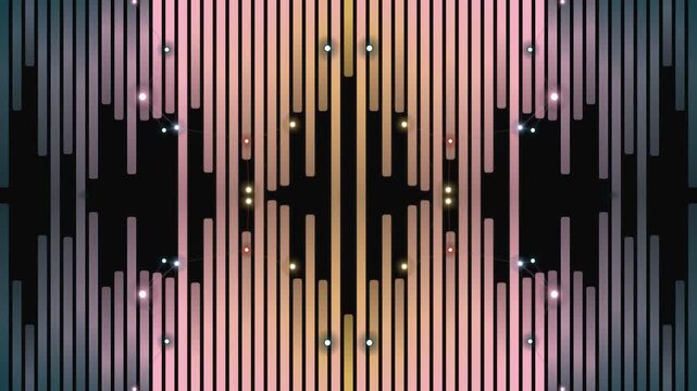 Abstract Visual Patterning Displaying Vibrant Lines and Dots in Symmetric Neon Glow