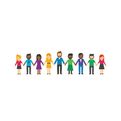 Fototapeta premium People holding hands in a straight line