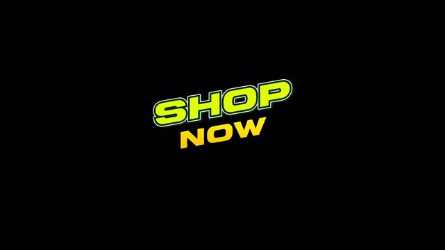 Animated 'Shop Now' Text on Transparent Background