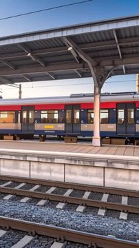Leerer Bahnsteig  Zug f&auml;hrt ein