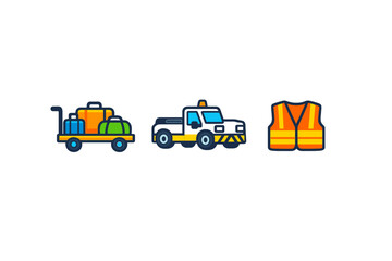 Vehicles and equipment for transportation and safety at an airport or cargo facility in a busy work setting during daytime hours