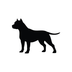 Obraz premium Standing pit bull dog silhouette vector flat design isolated on white background.