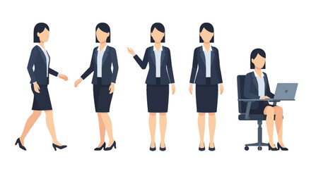 Obraz premium Sequence of professional woman in business attire demonstrating various poses.
