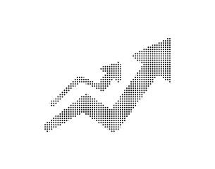 Obraz premium Black dotted graph arrow pointing up, vector icon illustration on white background