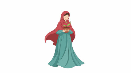 Fototapeta premium Beautiful Muslim Woman Holding a Gift.