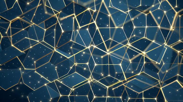 Islamic geometric pattern animation with abstract light effects moving in a futuristic digital environment from a dynamic viewpoint