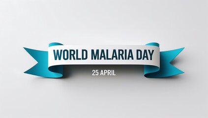 World malaria day blue ribbon banner with date april 25th