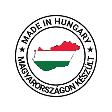 stamp design made in hungary with flag elements in the map