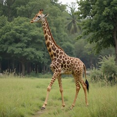 Obraz premium Giraffe – Tallest land animal with a long neck and graceful walk.