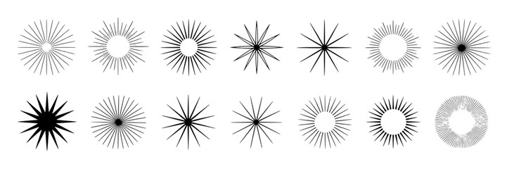 Bursts line art set with various styles and effects for creative designs featuring vector, design, abstract with patterns and graphic elements for elements, illustration projects, clean composition