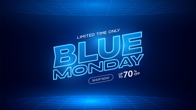 Cyber Monday sale banner template with blue modern abstract background. Cyber Monday Sale. Commercial background for Cyber Monday online discount shopping promotion