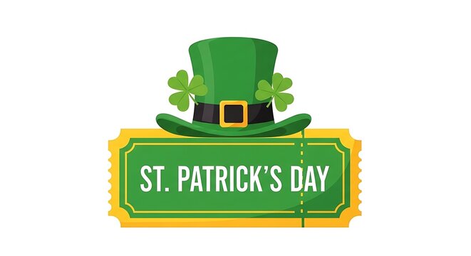 St Patricks Day Green Hat and Ticket St. Patrick's Day