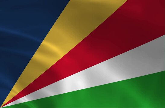 Seychelles National Flag Waving Loop - Realistic 4K Background for Indian Ocean Heritage, Travel and News Themes