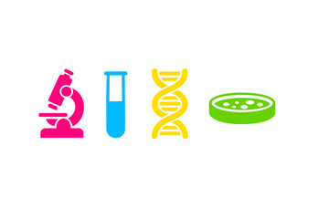 Different tools for scientific study shown together in a simple layout during a presentation or educational session