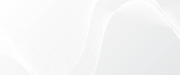 Obraz premium Elegant abstract vector background with smooth white wave lines on a light gray gradient, perfect for modern, tech, or corporate design projects. eps 10. vectopr background.