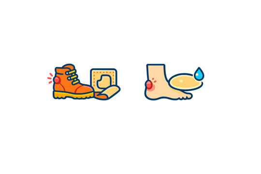 Foot injury treatment with a focus on blisters and protective gear in a simple visual context showing a boot and foot