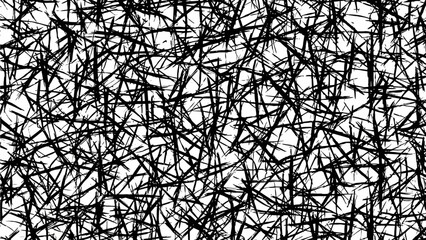 Obraz premium Dynamic Abstract Black and White Lines Pattern with Chaotic Intertwined Strokes, Creating a Textured Background Representing Energy and Movement
