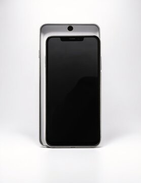 a sleek black iPhone lying flat with its bright home screen open, displaying colorful app icons on a clean, modern interface
