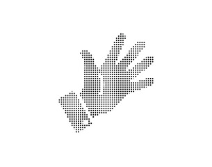 Obraz premium Hand gesture icon made of small dots