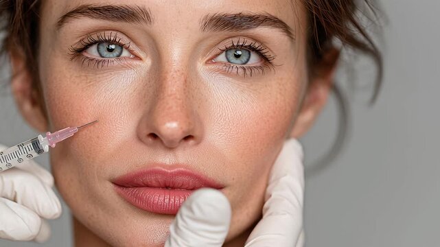 4k video of botox injection for cosmetic correction by a plastic surgeon.