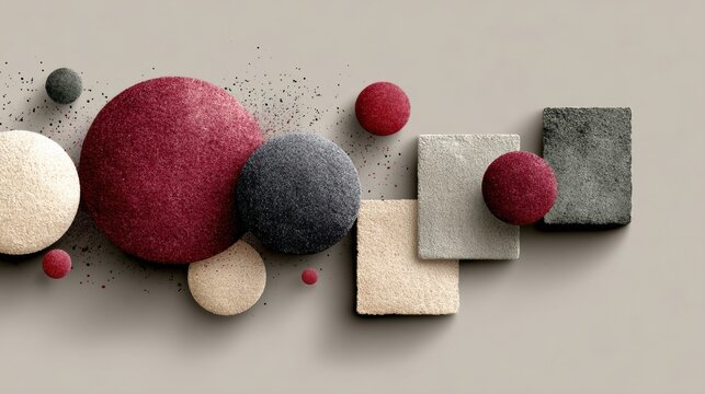 tactful photo picture with circles and squares in burgundy, gray, and beige
