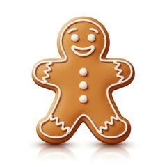 Fototapeta premium Gingerbread man cookie with white icing details and smiling face