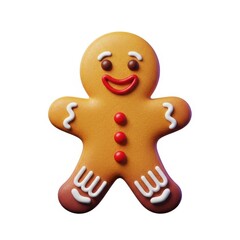 Fototapeta premium Gingerbread man with icing decorations and smiling face