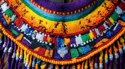 Vibrant Beaded Jewelry: Stacked Tribal Necklaces with Colorful Patterns and Rich Textures Handmade Beadwork Artisan