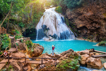 Ko Luang Waterfall or Heart Shaped Waterfall in Lamphun province, Thailand.