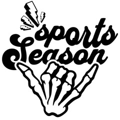 Obraz premium A black and white illustration of a hand with sports season text