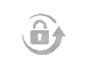 Dotted padlock icon with arrows around it