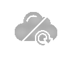 Cloud with prohibition sign icon made of dots