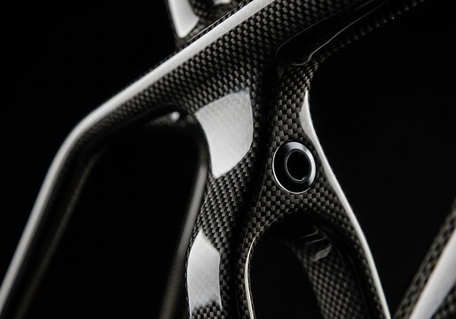 Close-up of carbon fiber bicycle frame joint