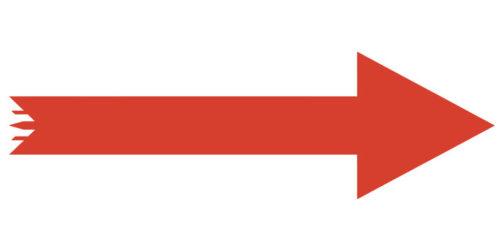 Red long line arrow icon on white background